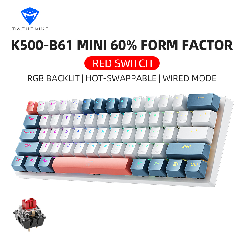 Gaming Keyboard Blue - K500-B61 Machenike Mini Keybaord mecánico 60%