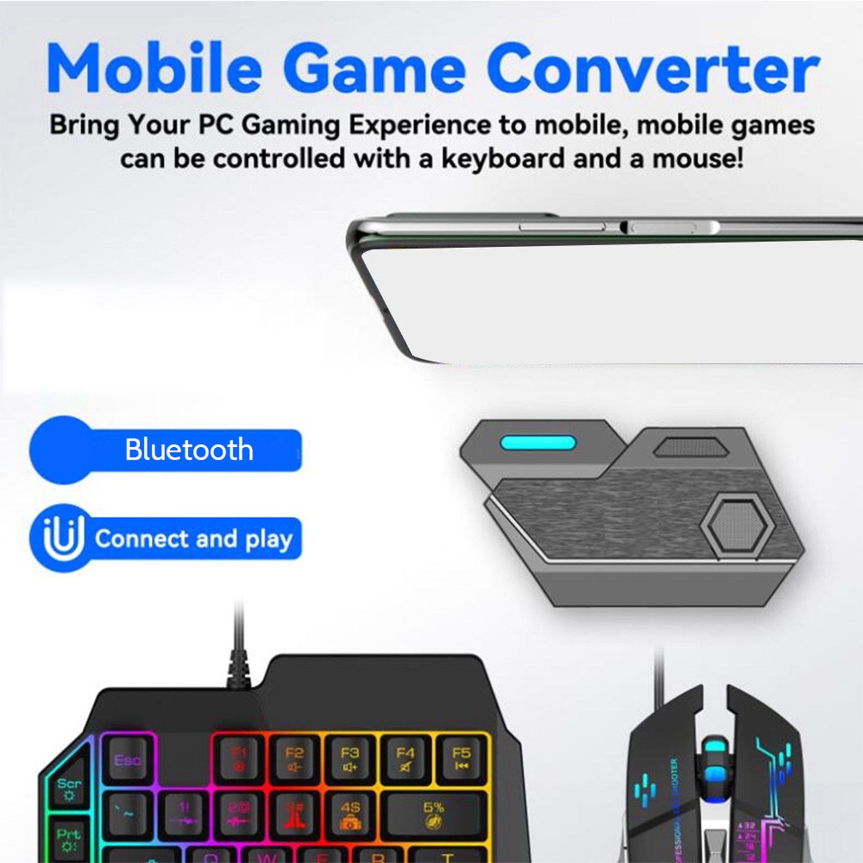 Gaming Keyboard And Mouse Converter For Mobile - ONNL Gamepad Controlador PUBG móvil Teclado